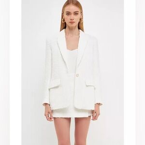 Endless Rose white tweed blazer